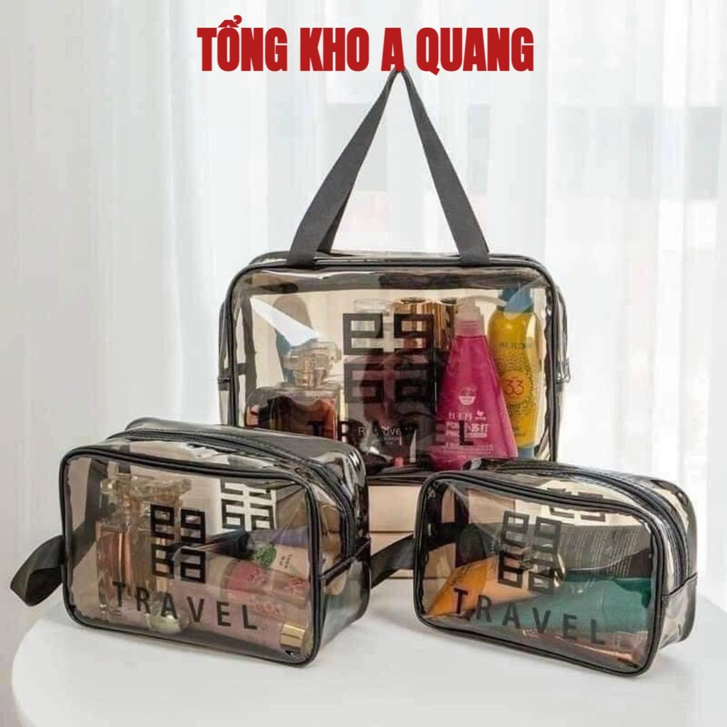 Set 3 Túi Đựng Mỹ Phẩm Trong Suốt, Túi Du Lịch Trong Suốt Chống Thấm AK783