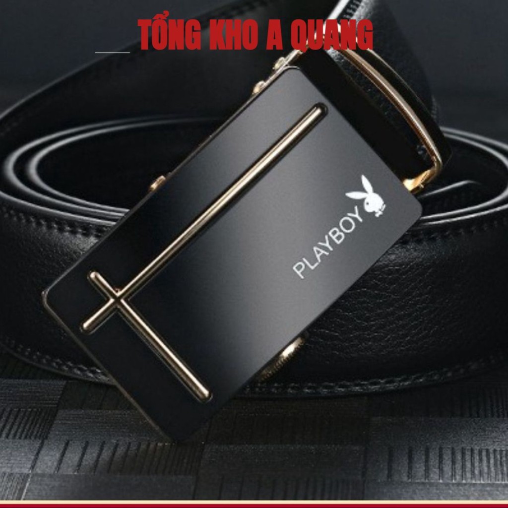 [Dây lưng] Thắt Lưng Da Nam Cao Cấp Khóa Tự Động Da Xịn. Dây Nịt Nam Da Bò 100% Chính Hãng PLAYBOY Mạ Bạc Nam Tính GC305