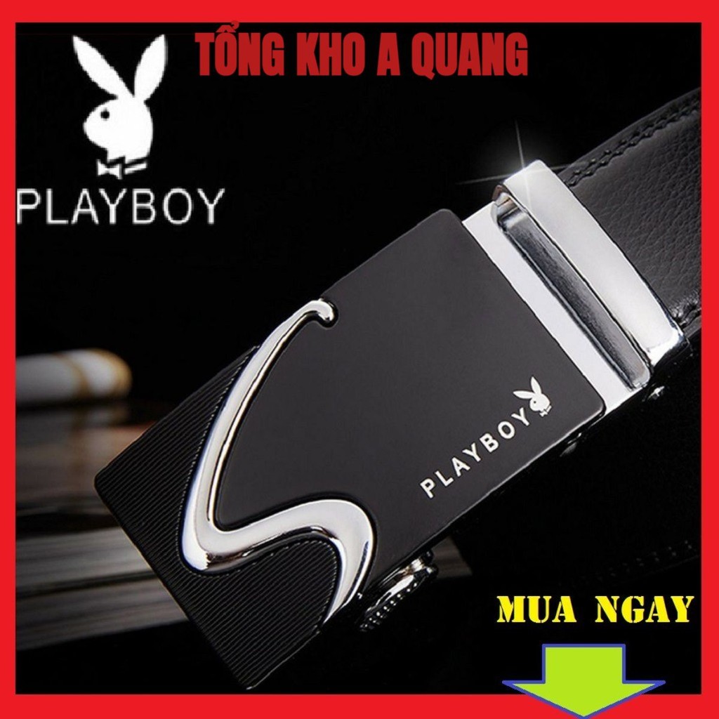 [HÀNG HIỆU] Thắt Lưng Da Nam PLAYBOY Khóa Tự Động Cao Cấp Dây Nịt Nam Da Bò 100% Chính Hãng Mạ Vàng Bạc Nam Tính GG-999K