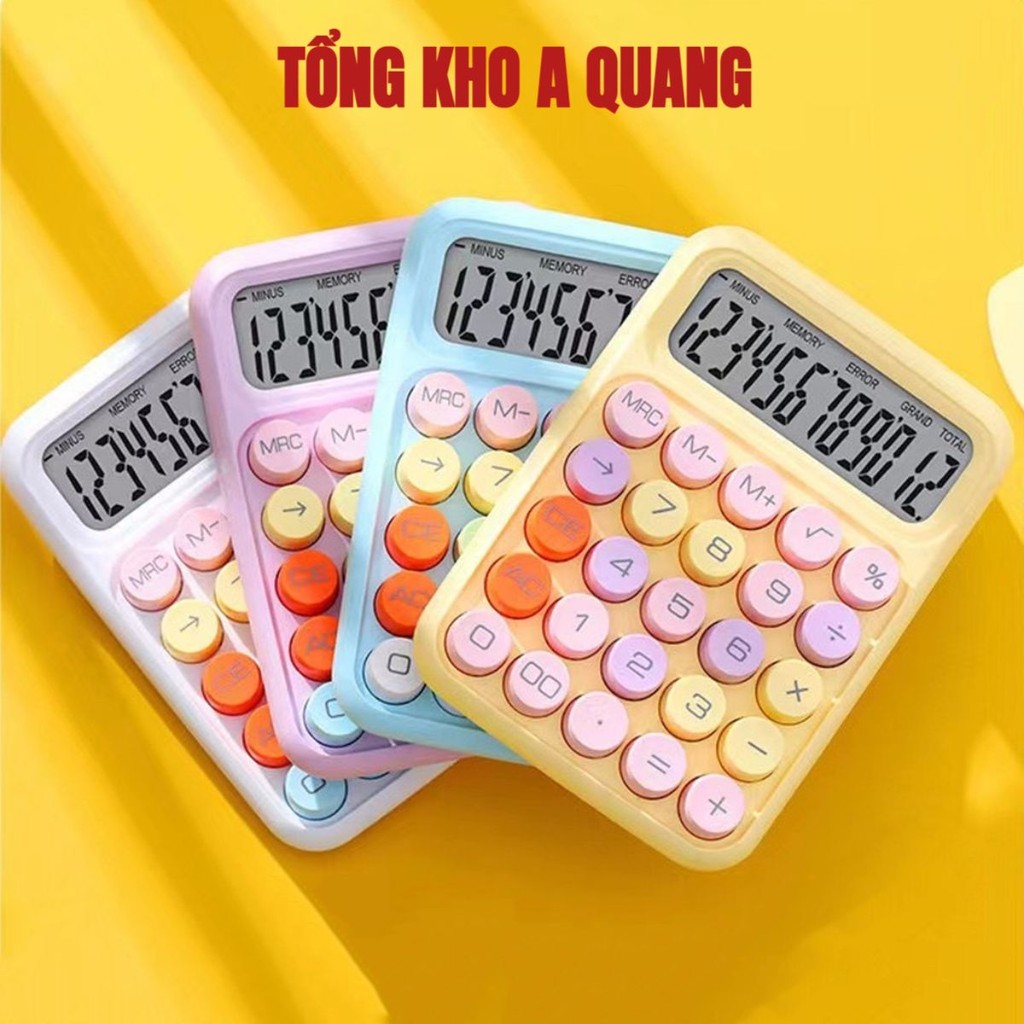 Máy Tính 12 Chữ Số Cỡ Lớn Màu Sắc Xinh Xắn Phong Cách Hàn Quốc