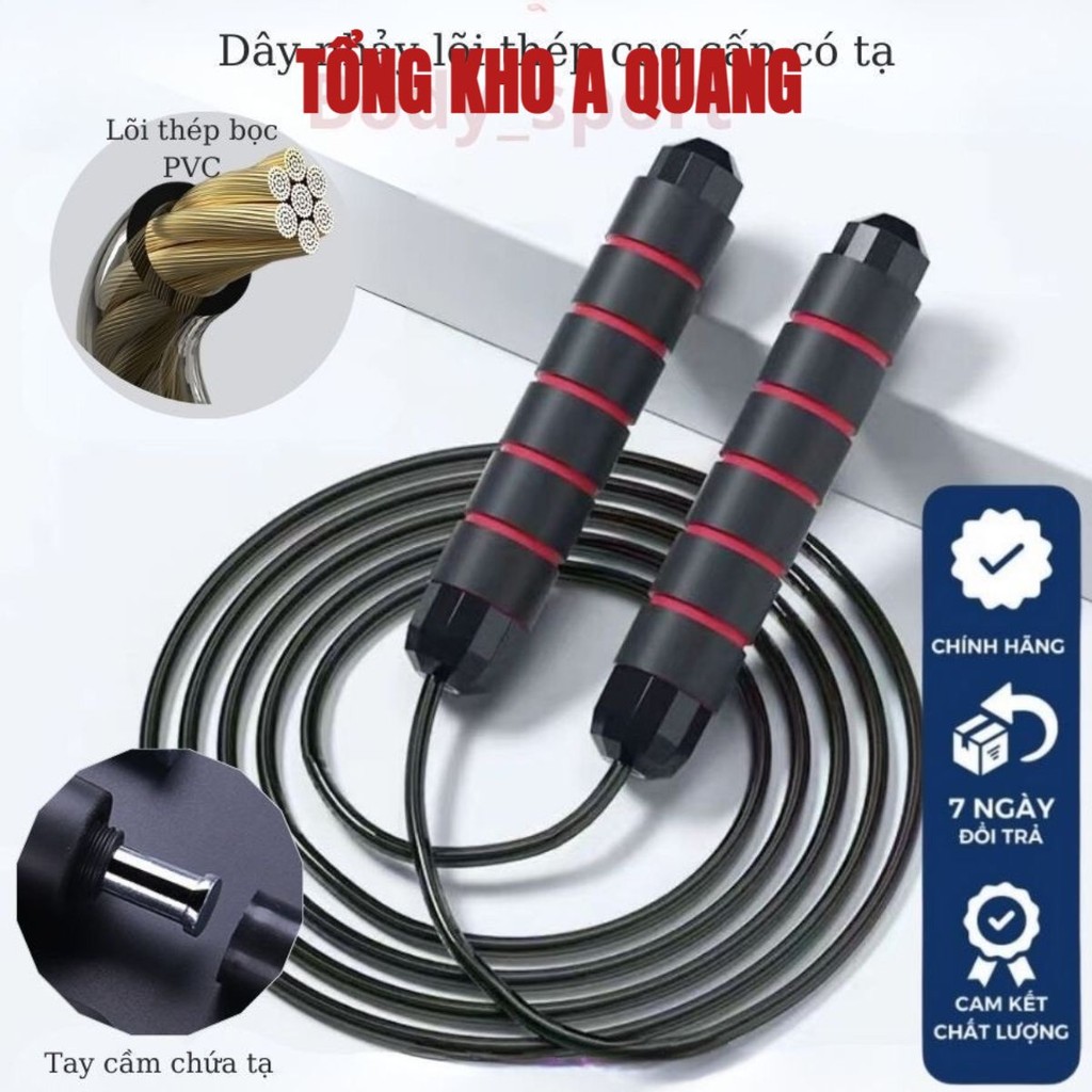 Dây nhảy thể lực đàn hồi 2.9m lõi thép hỗ trợ luyện tập thể dục, thể thao tiện lợi tại nhà