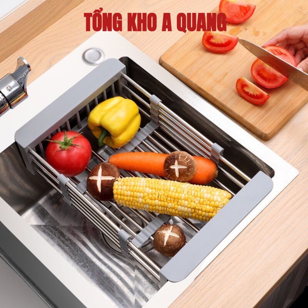 Kệ Giá Rổ Gác Bồn Rửa Chén Bát Đĩa Inox 304 Loại Dày , Rổ Gác Chậu Rửa Bát Bát Tiện Lợi
