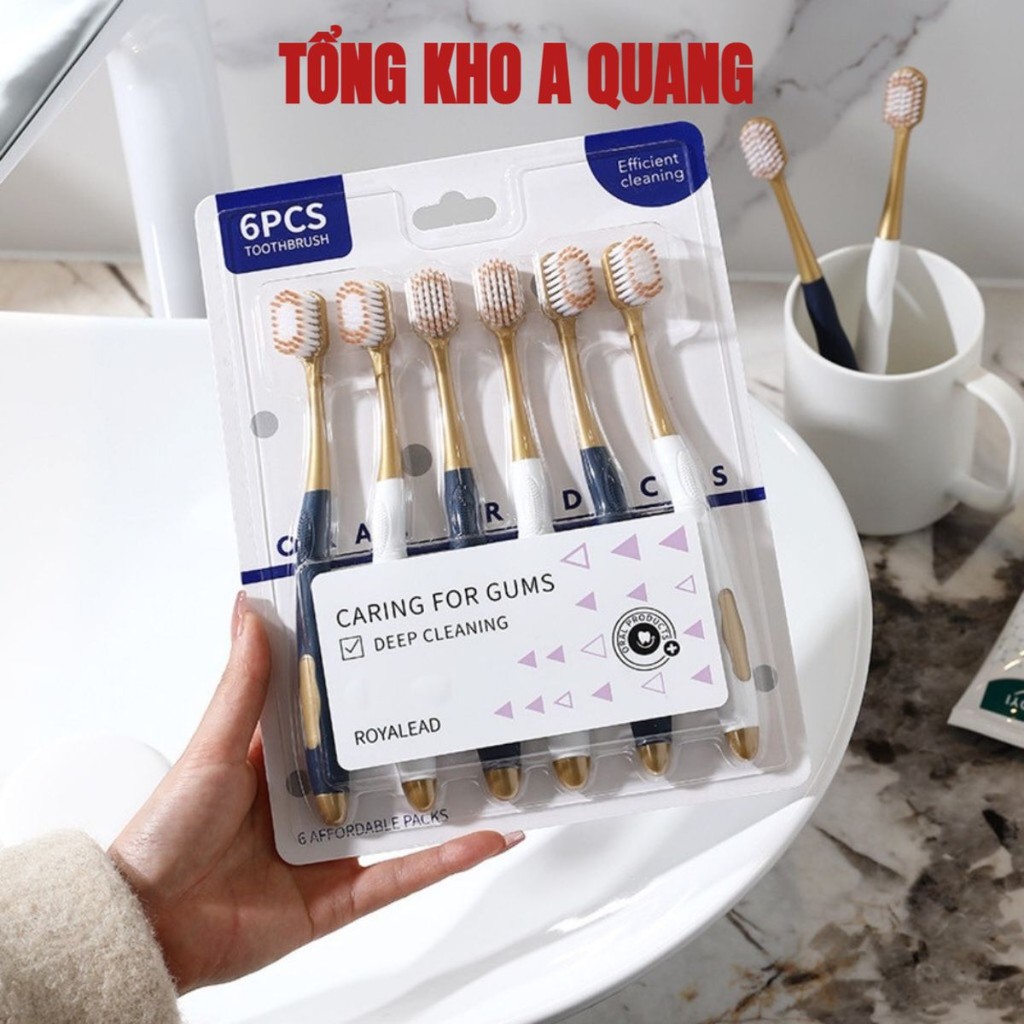 Combo 6 bàn chải đánh răng hàng nội địa Trung lông mềm, chải siêu êm, làm sạch sâu đánh sạch mảng bám