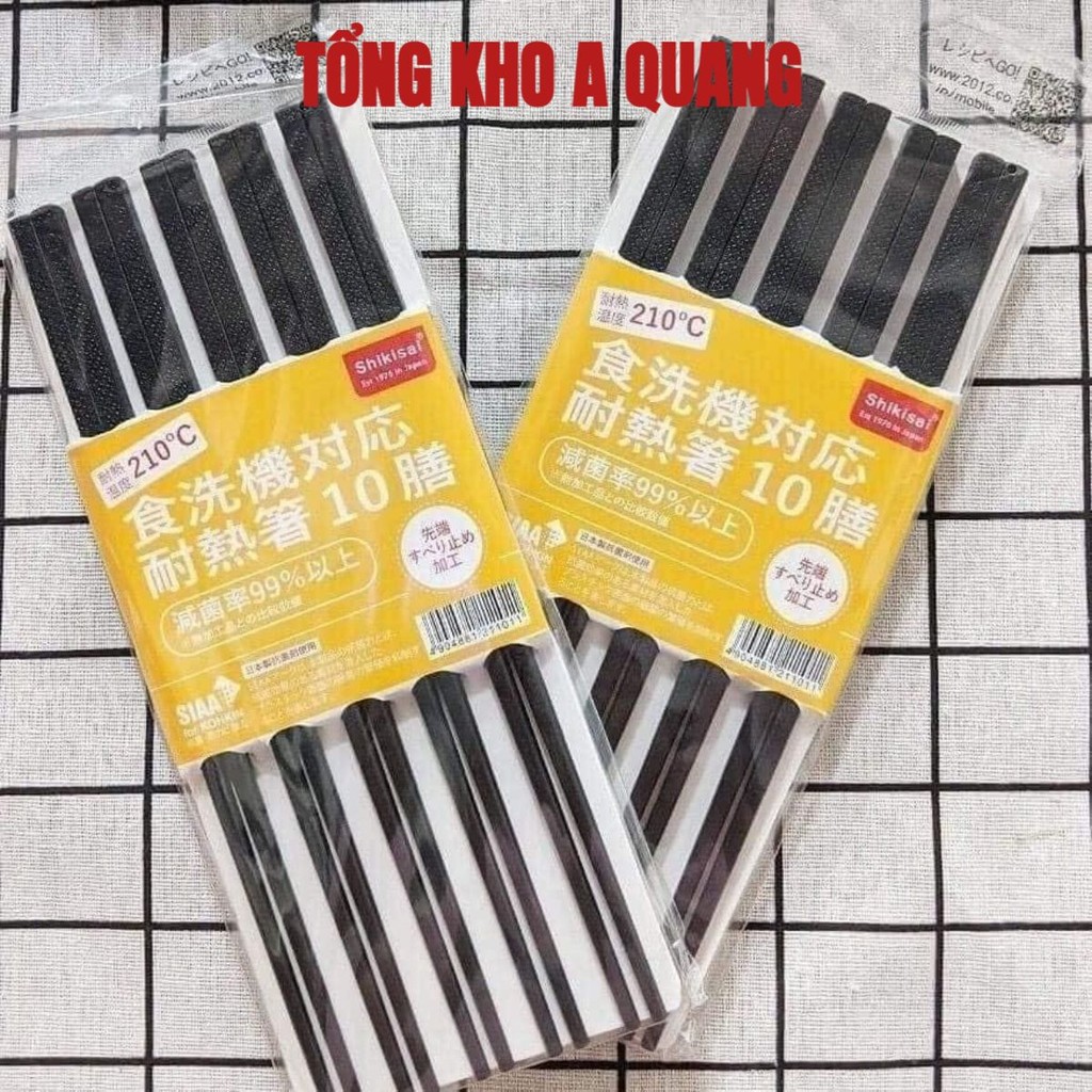 Sét 10 Đôi đũa sợi thủy tinh Nhật Bản Kháng khuẩn Chất Liệu Nhựa chống ẩm mốc