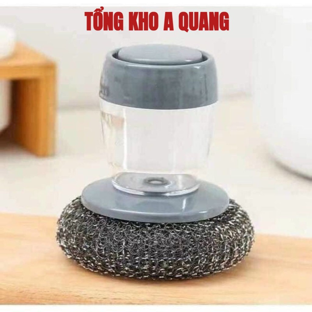 Dụng Cụ Cọ Rửa Đa Năng, Cọ Xoong Nồi Có Tay Cầm Kèm Bình Chứa Xà Phòng Tiện Lợi, Rửa Bát
