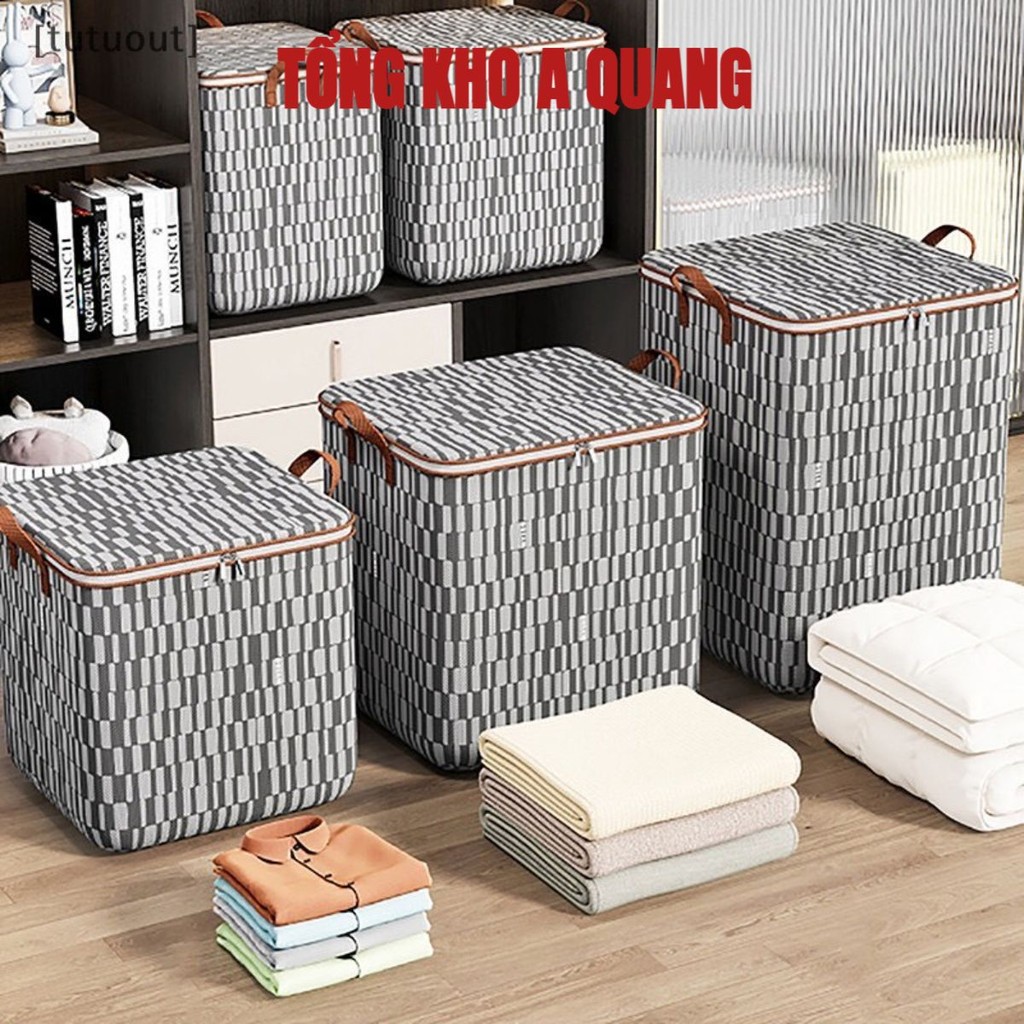 Túi đựng chăn màn caro 100 lít, túi đựng quần áo chăn mền có khoá