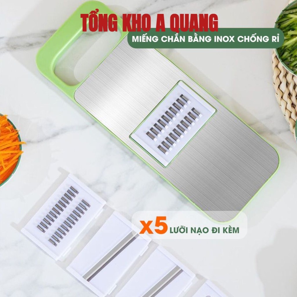Bộ Nạo Rau Củ Quả 5 Lưỡi Dao, Inox 304 Không Gỉ, Dụng Cụ Bào Rau Củ Đa Năng , Bàn Nạo Đa Năng Tiện Dụng Nhà Bếp