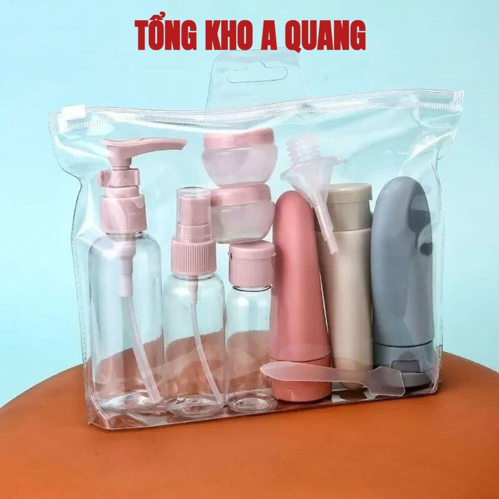 Bộ 11 Lọ Chiết Mỹ Phẩm Du Lịch Tiện Dụng Kèm Túi Đựng 11 Món