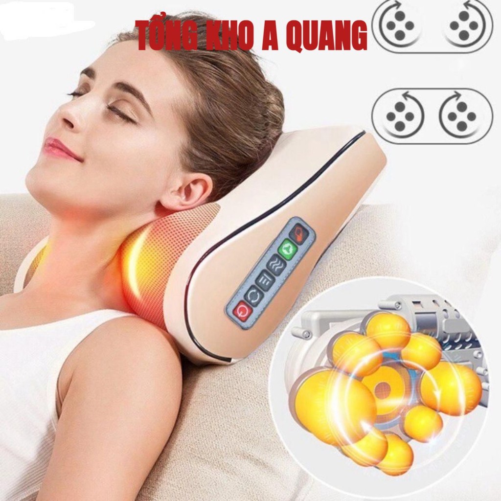 Gối Massage Cổ Vai Gáy SEKA MS20 Hồng Ngoại 20 Bi Thế Hệ Mới Màu Trắng Kem Bảo Hành Chính hãng