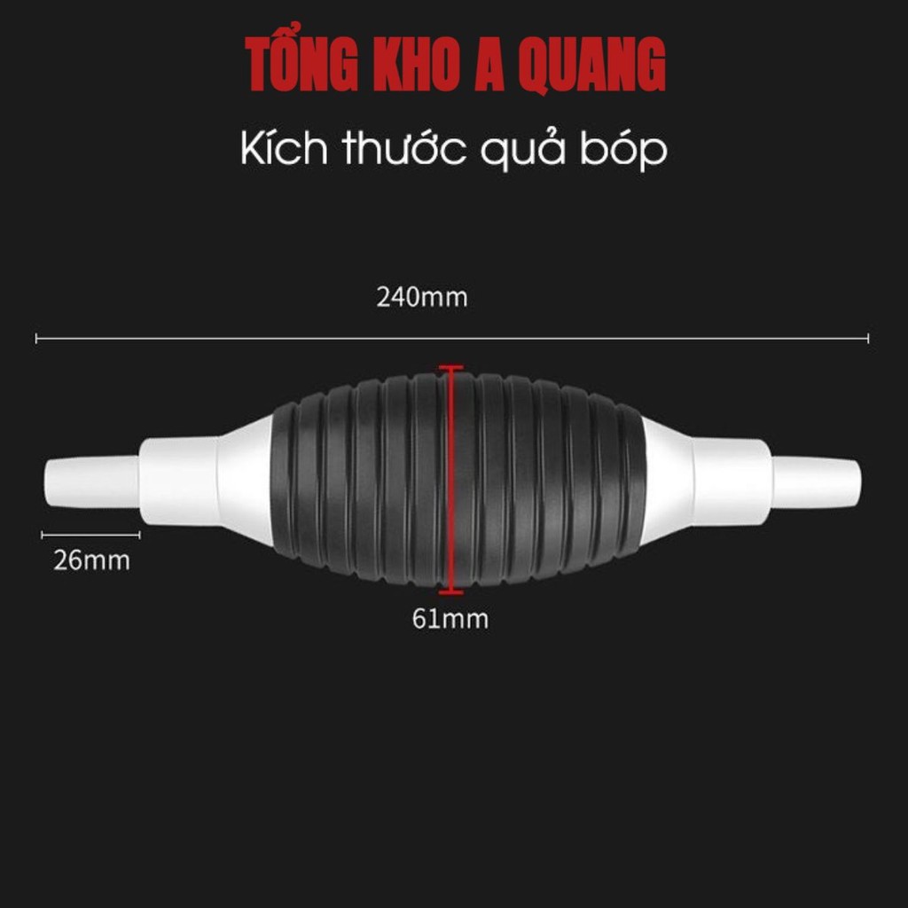 Ống hút xăng dầu chất lỏng bóp tay Cao cấp dây dài tổng 2M tặng kèm Van Khoá
