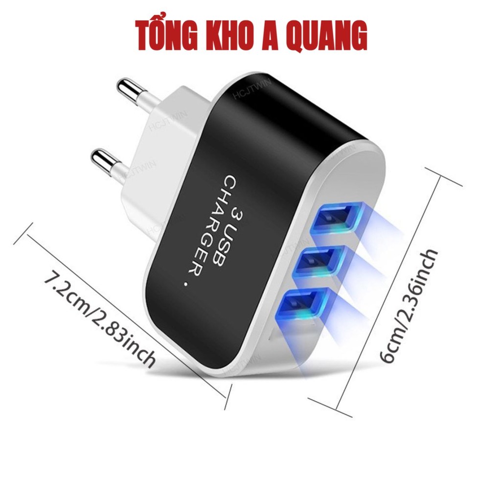 3 Cổng USB Đa Năng Đầu Sạc EU 5V1A Đầu Sạc USB USB Đơn USB Điện Thoại Di Động Máy Tính Bảng Sạc