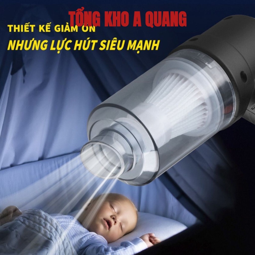 Máy hút bụi cầm tay mini lực hút siêu mạnh hút bụi ô tô giường đệm sạc USB - Máy Hút Bụi Ô Tô, Giường Nệm, Lông Chó Mèo