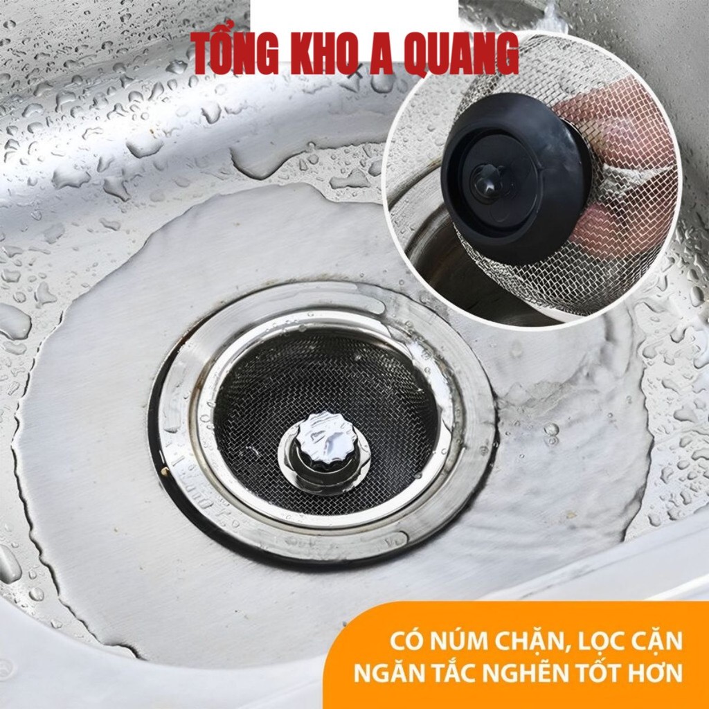 [COMBO 10] Giỏ Lọc Rác Inox Cao Cấp Đậy Bồn Rửa Chén Bát Thoát Nước Nhanh, Rọ Lọc Rác Bồn Rửa Chén Bát, Lưới Inox Có Núm