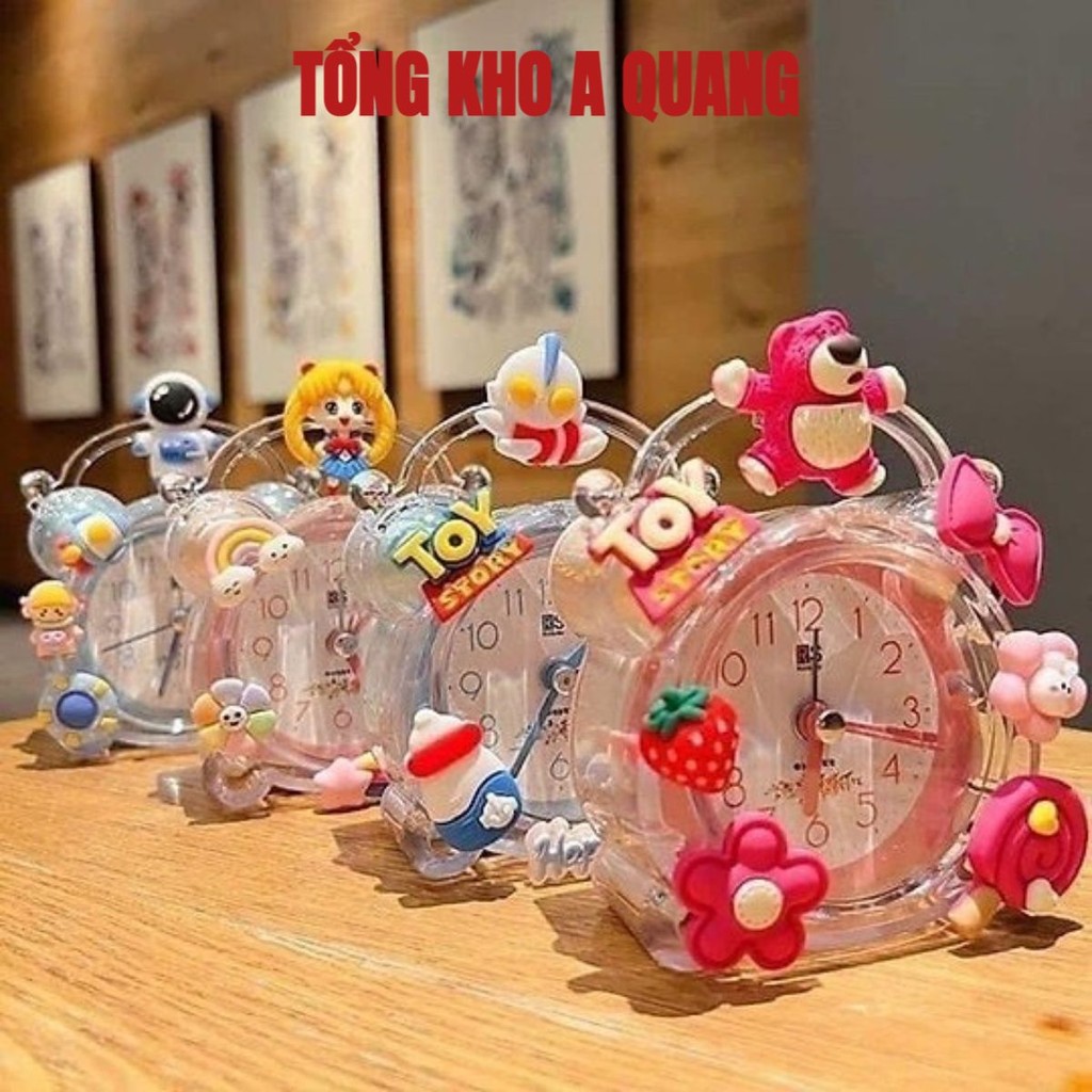 Đồng Hồ Để Bàn Xinh Xỉu, Đồng Hồ Báo Thức Để Bàn Mini Cute Kim Trôi Có Đèn Nhiều Mẫu Gấu Dâu, Doraemon