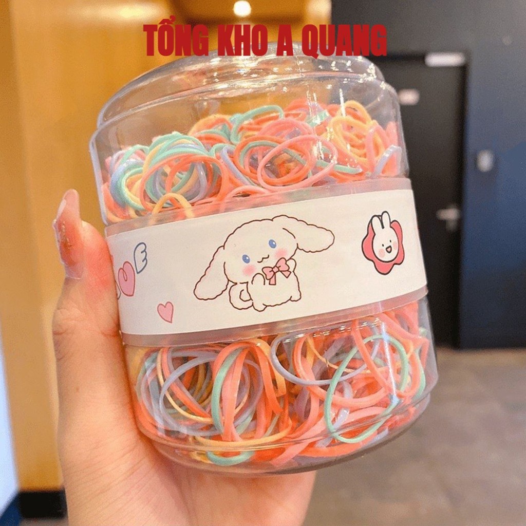 Hộp 600 Chun 2 Size Thiêt Kế Hộp 2 Ngăn Sáng Tạo Cho Bé- Dây nịt buộc tóc không đau, dây thun buộc tóc nhiều màu cho bé