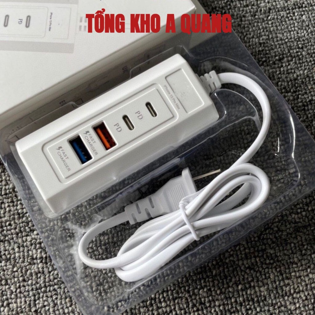 Ổ Sạc Nhanh 4 Cổng USB Type C, Ổ Cắm Sạc Điện Thoại Sạc Nhanh 20W Power Delivery An Toàn, Tiện Dụng