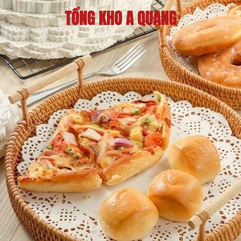 tờ giấy nến lót thấm hút dầu mỡ nồi chiên không dầu, lót đĩa dập hoa văn