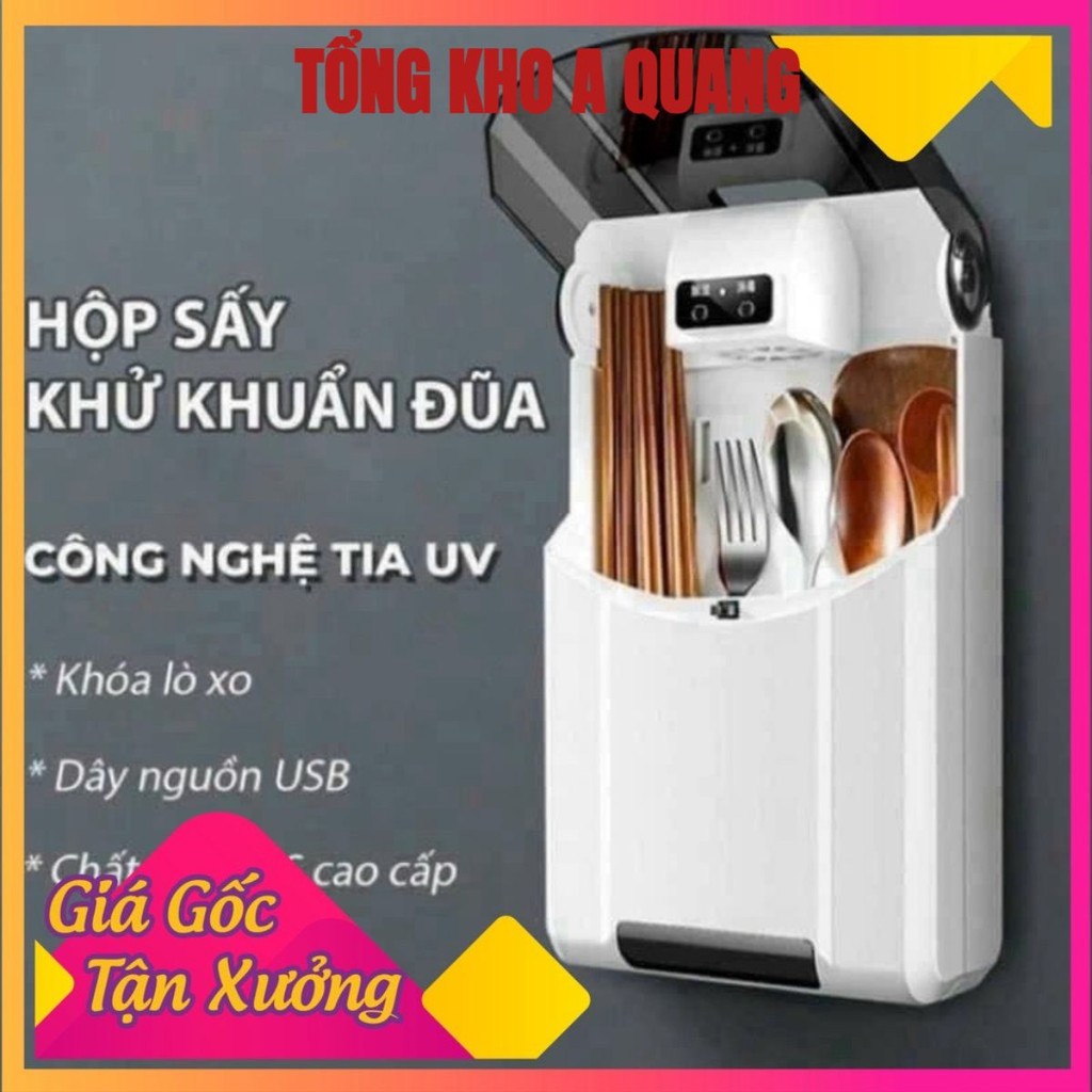 Máy Sấy Muỗng Đũa Thìa Và Khử Khuẩn Bằng Tia UV Cao Cấp - Hộp Sấy Đũa Khử Khuẩn Treo Tường
