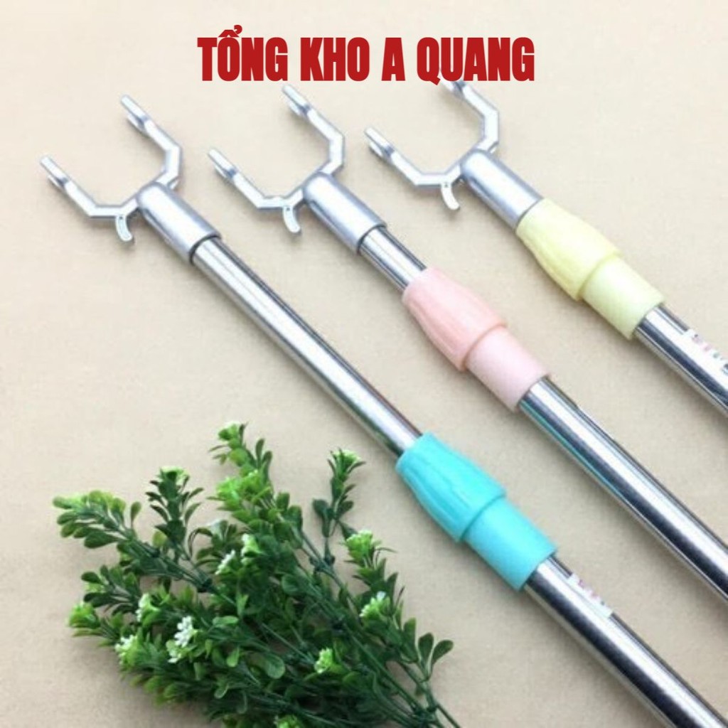 Cây Phơi Quần Áo Bằng Inox Kéo Dài 1,5m Cây Gậy Lấy Đồ Trên Cao Có Thể Kéo Dài Xếp Gọn, Gậy Lấy Đồ Trên Cao