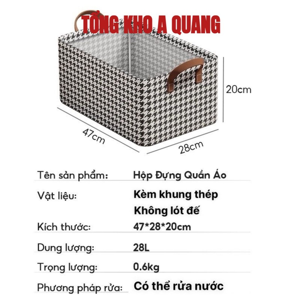 Hộp Vải Khung Sắt Đựng Sắp Xếp Chăn Màn 386, Hộp Đựng Quần Áo Gọn Gàng Có Thể Xếp Chồng 48x28x20Cm