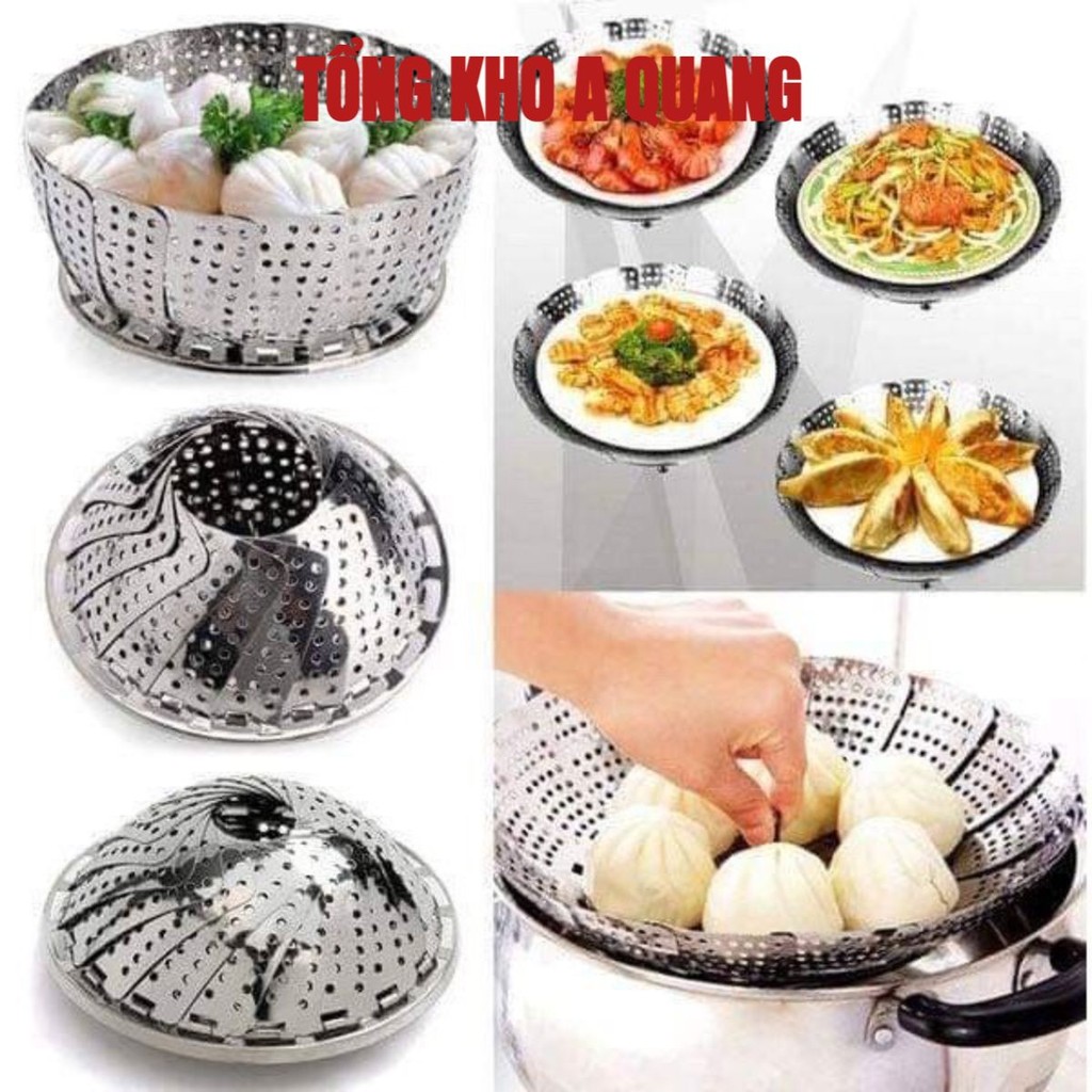 Xửng/ Vỉ/ Khay Hấp Inox 304,Xòe Cánh 3 Chân size Lớn Gấp Gọn Hấp Xôi Bánh Bao, Vỉ Hấp Hải Sản, Đồ Ăn Đồ Nhà Bếp