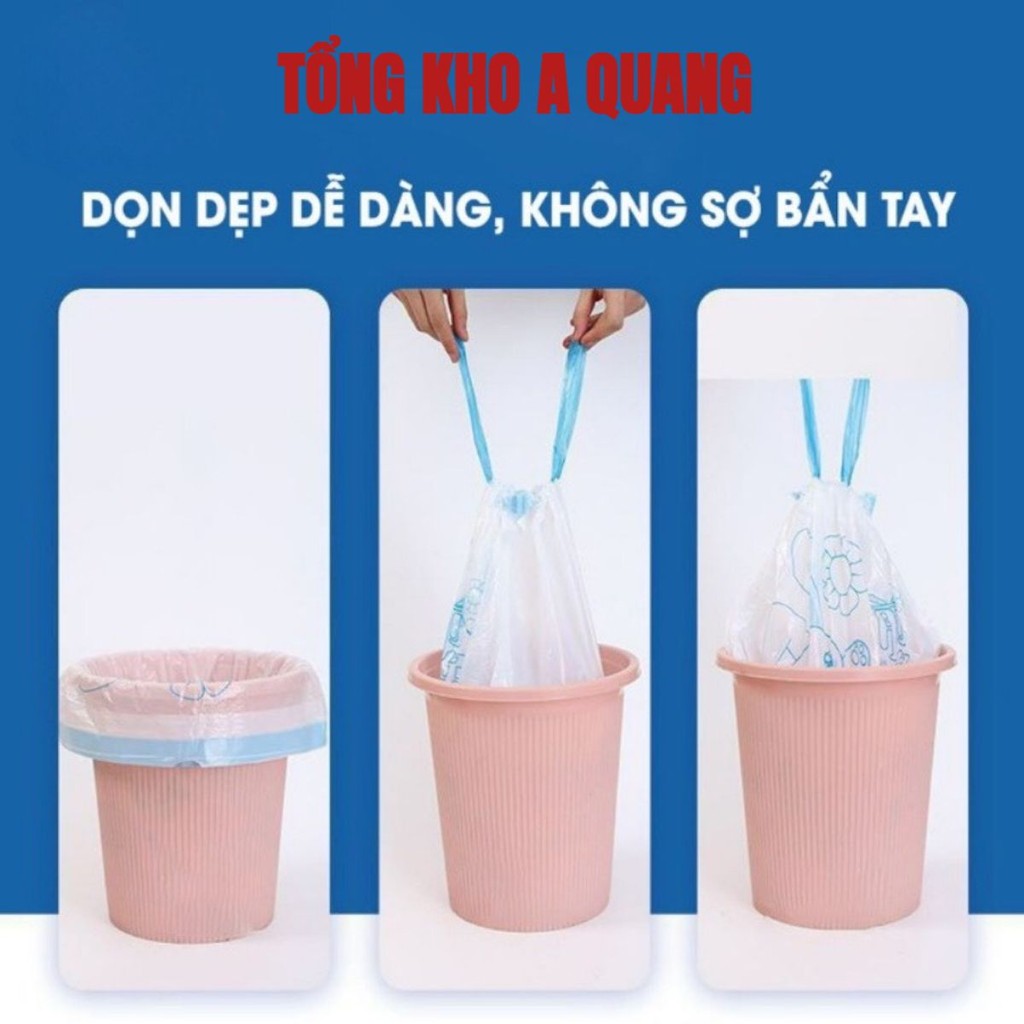 00 Túi Đựng Rác Gấu Dâu/Minaier Dây Rút Loại Siêu Dày, Dai, Chống Rò Rỉ, Túi Đựng Rác Có Dây Kéo