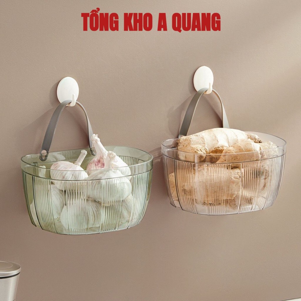 Giỏ Đựng Hành Gừng Tỏi Hộp Đựng Rau Củ Treo Tường - Dụng Cụ Đựng Sắp Xếp Nhà Bếp Phụ Kiện Phòng Tắm Gia Đình Không Ổ Cắm