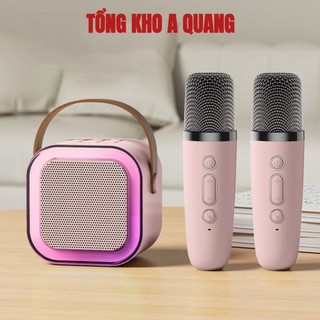 Loa Bluetooth Micro Karaoke K12 Mini Karaoke Loa Bluetooth Loa kèm 2 micro không dây Dung lượng loa lớn, siêu chuẩn Bass