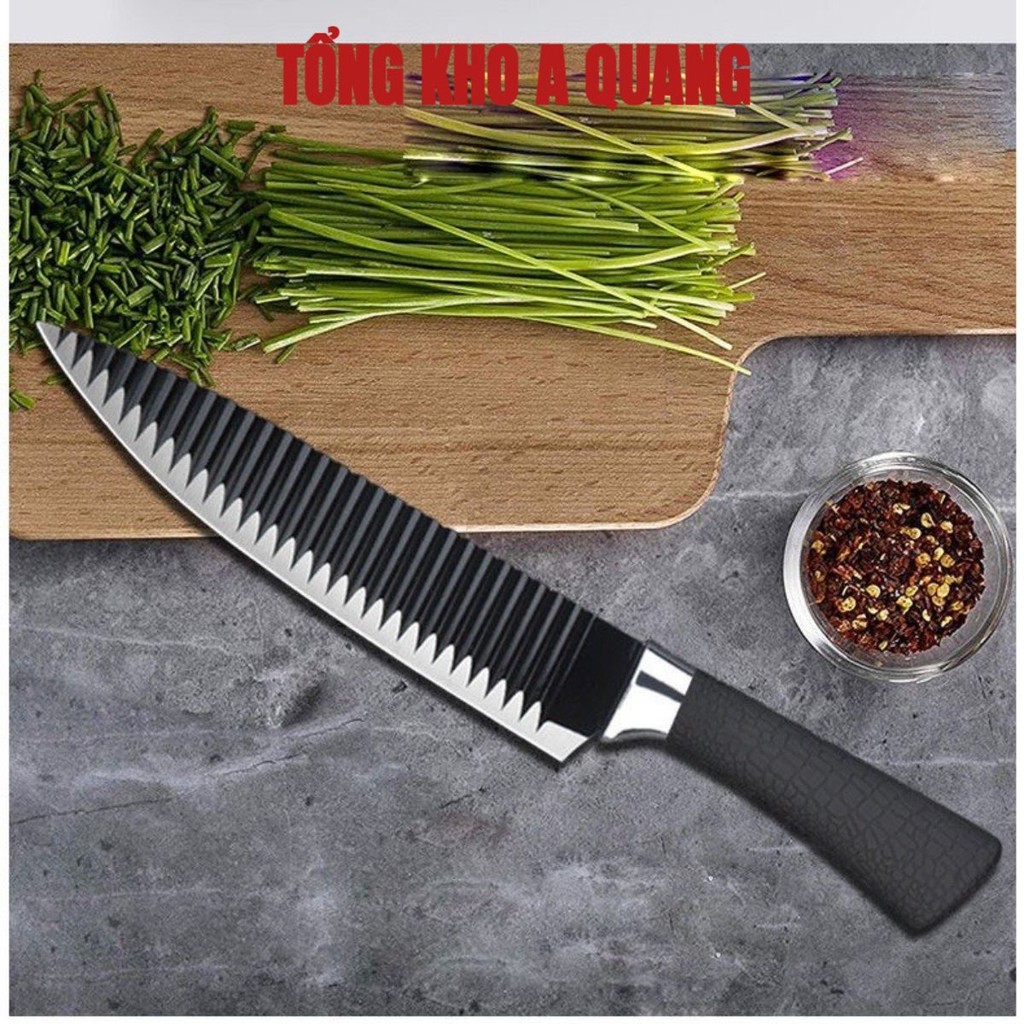 Dao Nhật Thái Thịt Kháng Khuẩn ASAKH JAPAN Cao Cấp Bằng Thép Không Gỉ Đen Nhám
