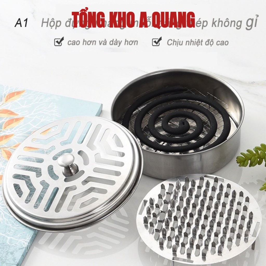 Hộp Đựng Nhang Muỗi Cao Cấp (T2) Bằng Thép Không Gỉ Có Nắp An Toàn