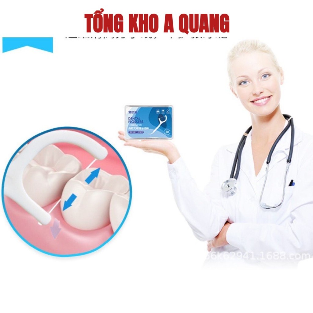 [COMBO 10] Tăm Chỉ Nha Khoa Hộp 50 Cây Dental Flossers - Tăm Chỉ Nha Khoa Sợi Chỉ Mảnh Vệ Sinh Răng Miệng