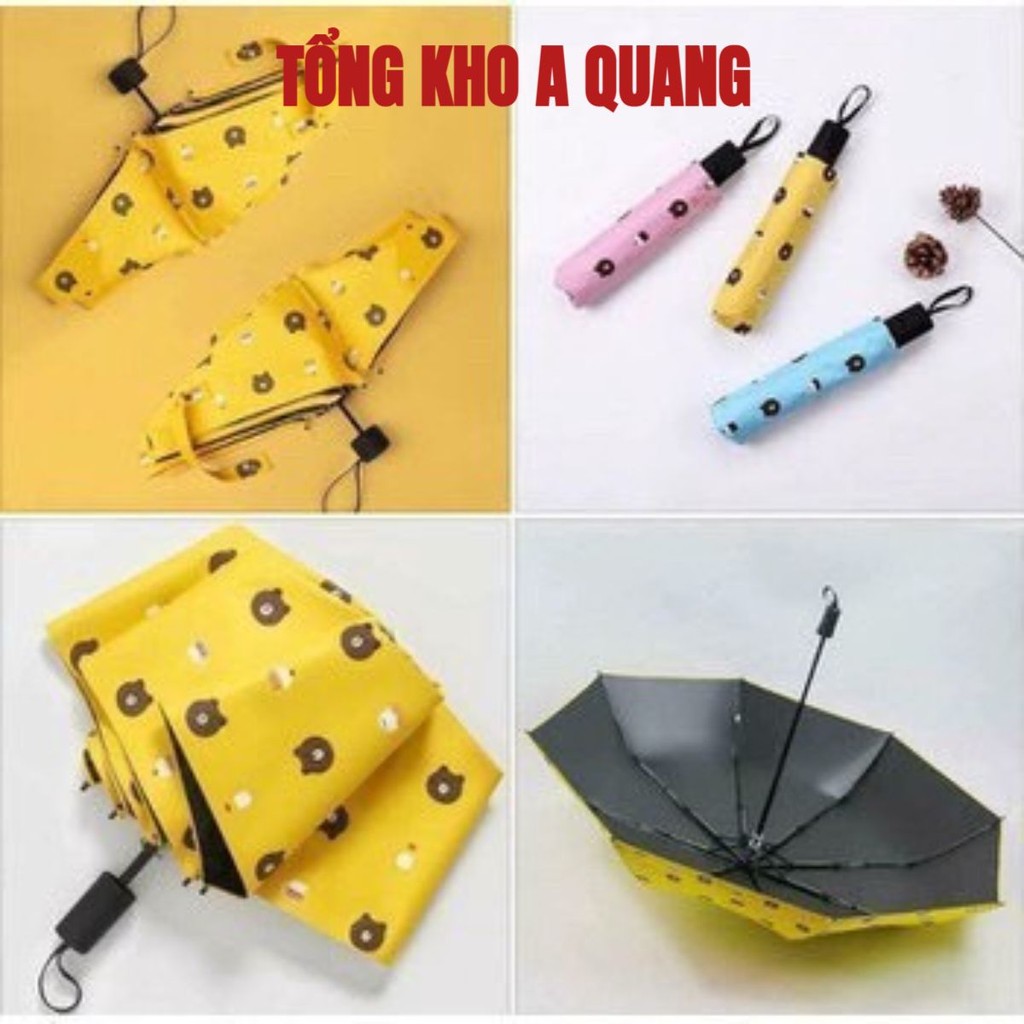 Ô Dù Gấu Brown Đi Mưa Đi Nắng Gấp Gọn Dễ Thương