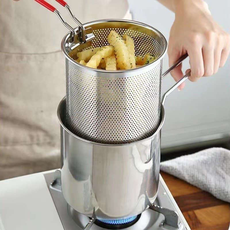 Nồi Chiên Ngập Dầu Hình Trụ - Tặng Kèm Giá Chiên Tiện Lợi