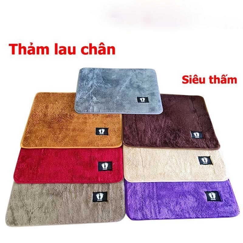 Thảm Lau Chùi Chân Lông Chuột, Thảm Chống Trượt Dày Dặn, Màu Tối Giản Sạch Đẹp