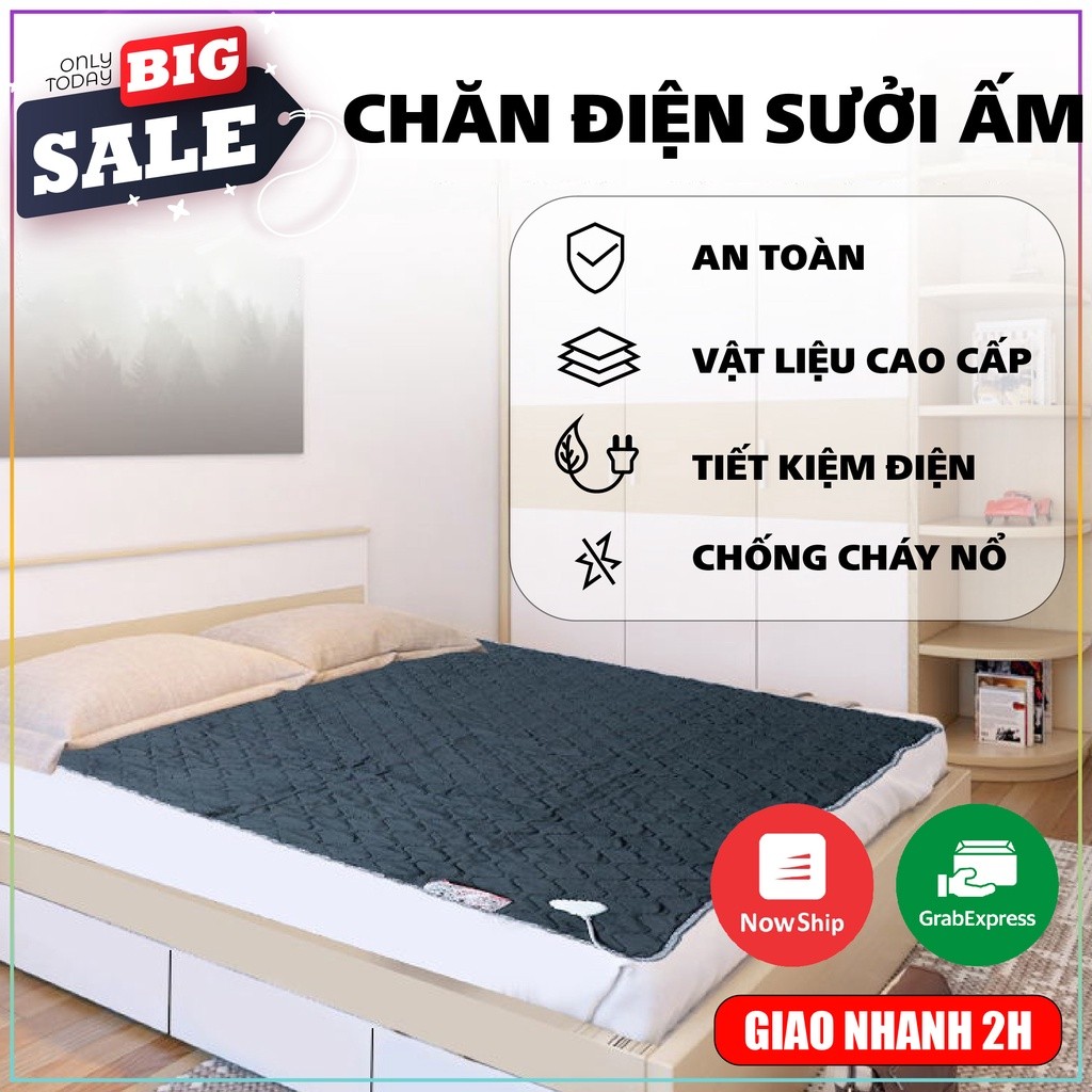 Chăn Sưởi Điện OGa Kèm Điều Khiển - Chất Liệu Nỉ 4 Lớp Dày Dặn  - Đệm Sưởi Tránh Lạnh