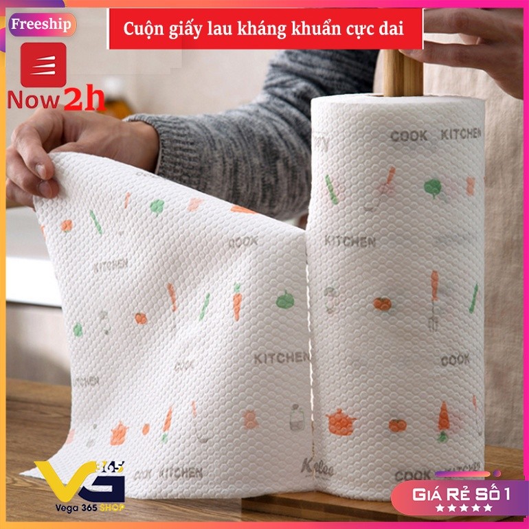 [CUỘN TO DÀI 25CM] Khăn giấy lau bếp đa năng Đa Năng Trắng Họa Tiết, có thể giặt tái sử dụng