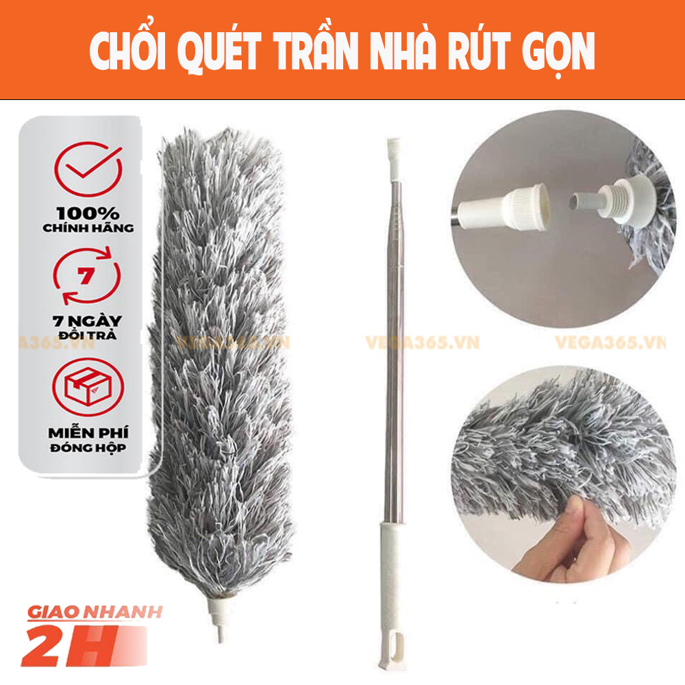 Bộ Chổi Quét Trần Nhà - Điểu Chỉnh Kính thước 70cm-2m6  Rút Gọn Tiện Lợi