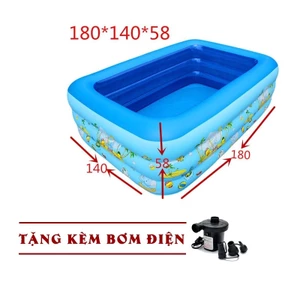 Bể bơi phao 3 tầng size 1m8 có BƠM ĐIỆN bơm siêu nhanh (180x140x60)