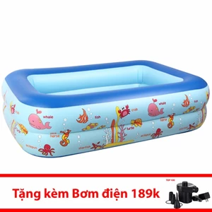 Bể bơi phao 2 tầng cho bé size 1m2 115x85x35cm TẶNG BƠM