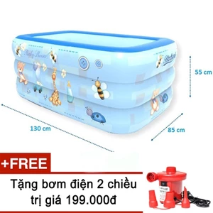 Bể bơi phao 3 tầng cho bé size 130x85x55cm - kèm bơm điện