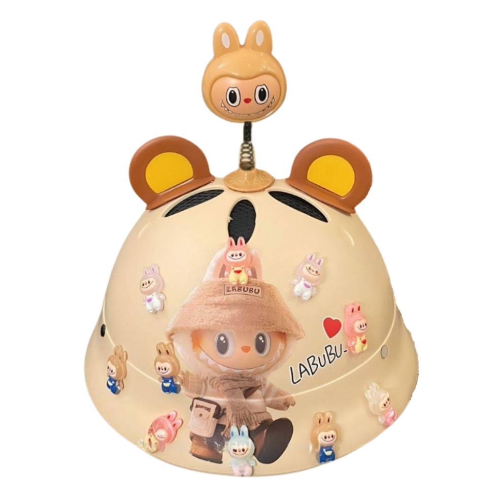 [Tặng kèm 2 tai mèo + Lò xo gắn nón+5 Charm] Nón Bảo Hiểm Labubu Capybara Cho Bé Có Vành Dễ Thương (2 -10 Tuổi)
