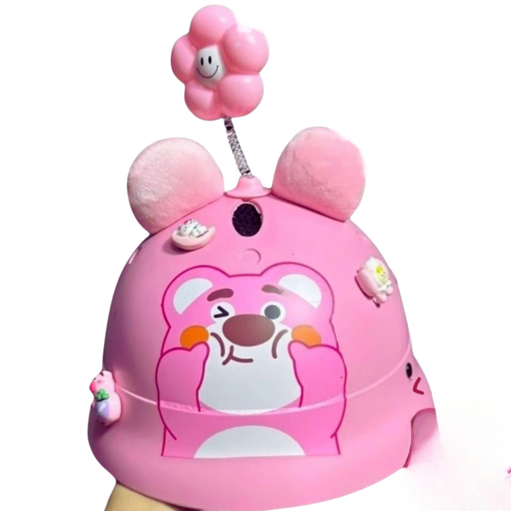 [Tặng kèm 2 tai mèo + Lò xo gắn nón+5 Charm] Nón Bảo Hiểm Labubu Capybara Cho Bé Có Vành Dễ Thương (2 -10 Tuổi)