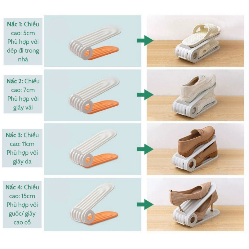Khay đựng Giày 4 Nấc Điều Chỉnh Cao Cấp Siêu Dày, Kệ Đỡ Giày Thông Minh Cao Cấp Tiết Kiệm Không Gian