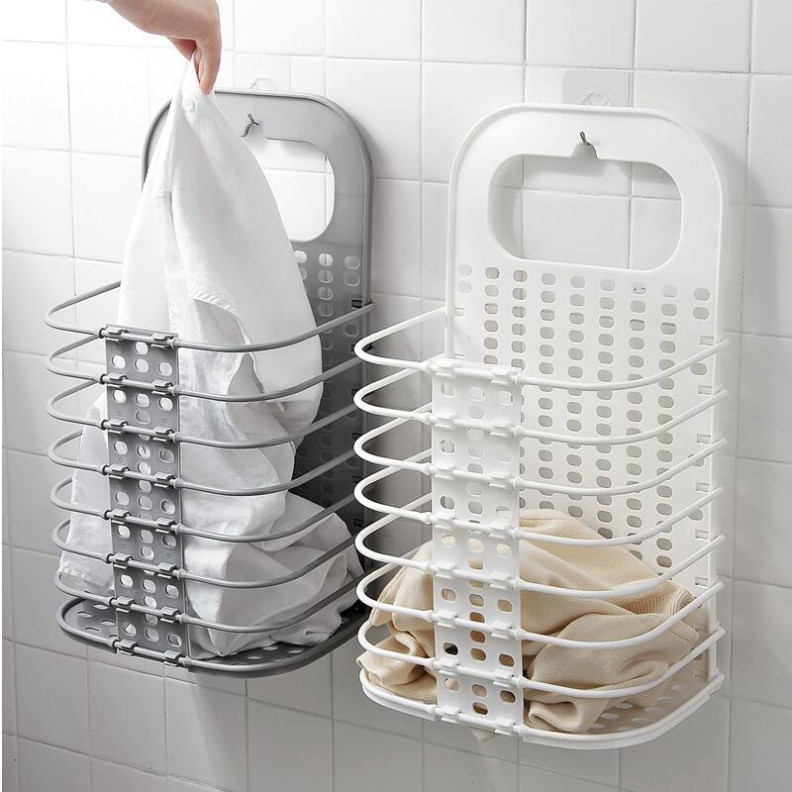 Sọt Đựng Quần Áo Xếp Gọn Treo Tường - Giỏ Đựng Đồ, Quấn Áo Treo Tường Gấp Gọn Thông Minh