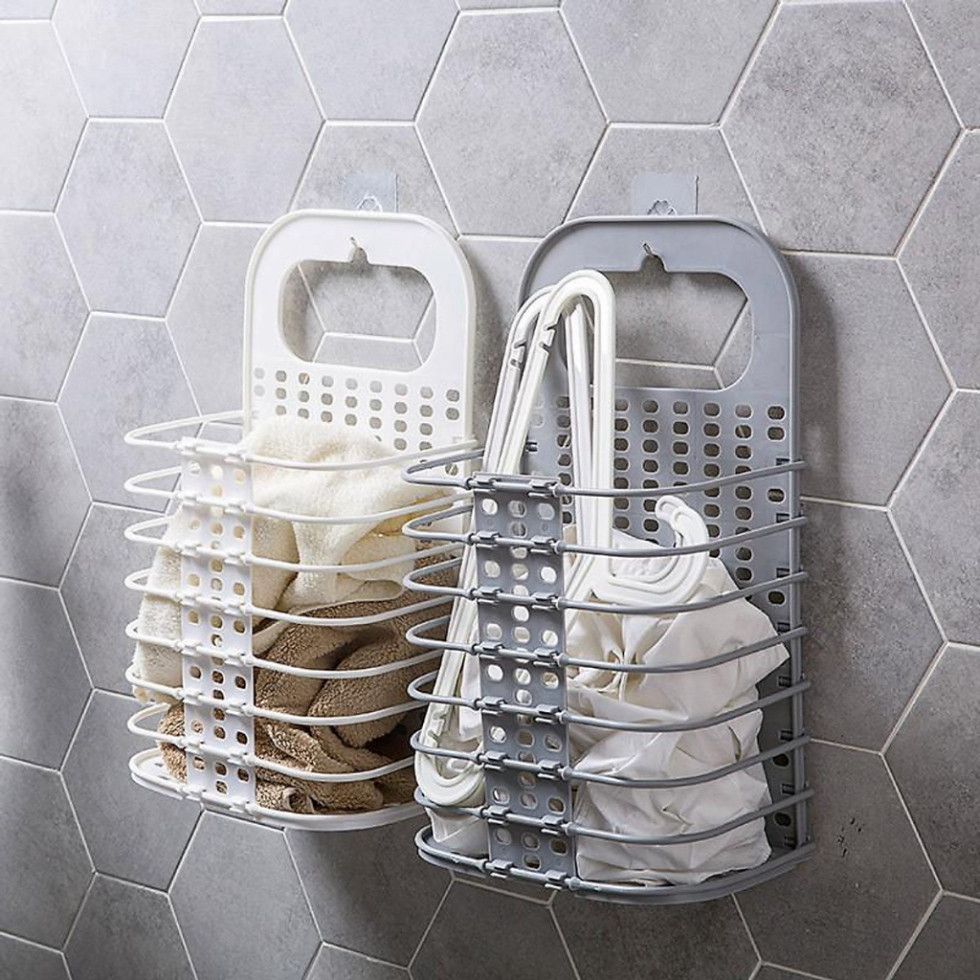 Sọt Đựng Quần Áo Xếp Gọn Treo Tường - Giỏ Đựng Đồ, Quấn Áo Treo Tường Gấp Gọn Thông Minh