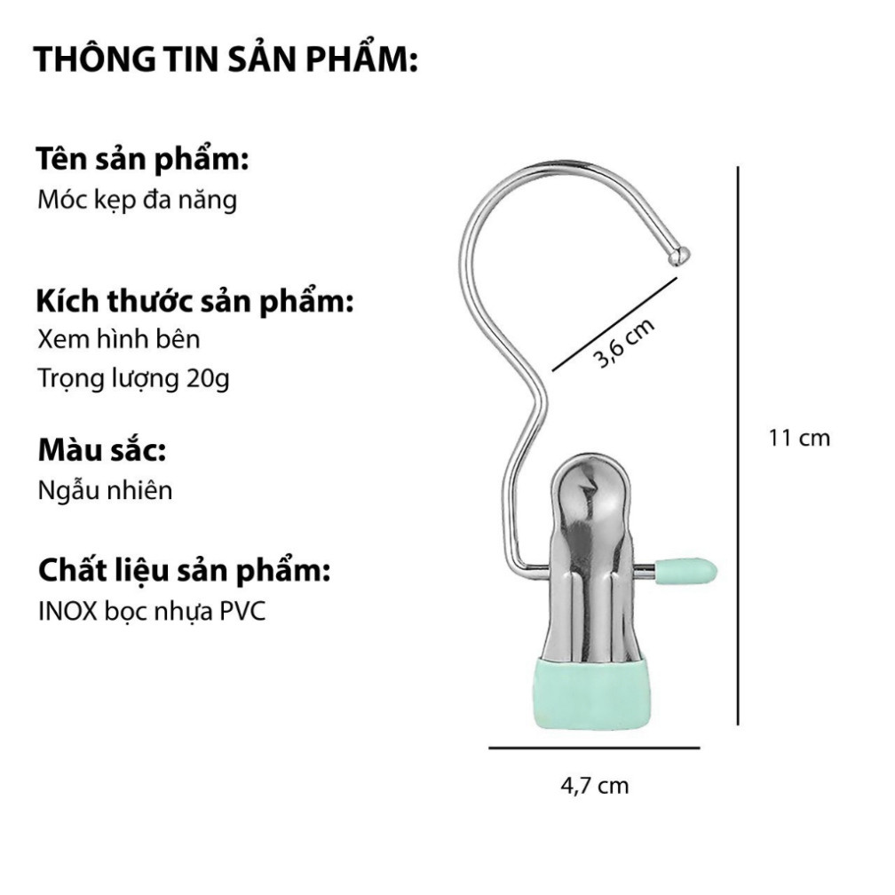 Mua 10 tặng 1 Combo 3 Móc Kèm Kẹp Treo Quần Áo, Mũ, Nón, Tất Vớ Bằng Thép Không Rỉ