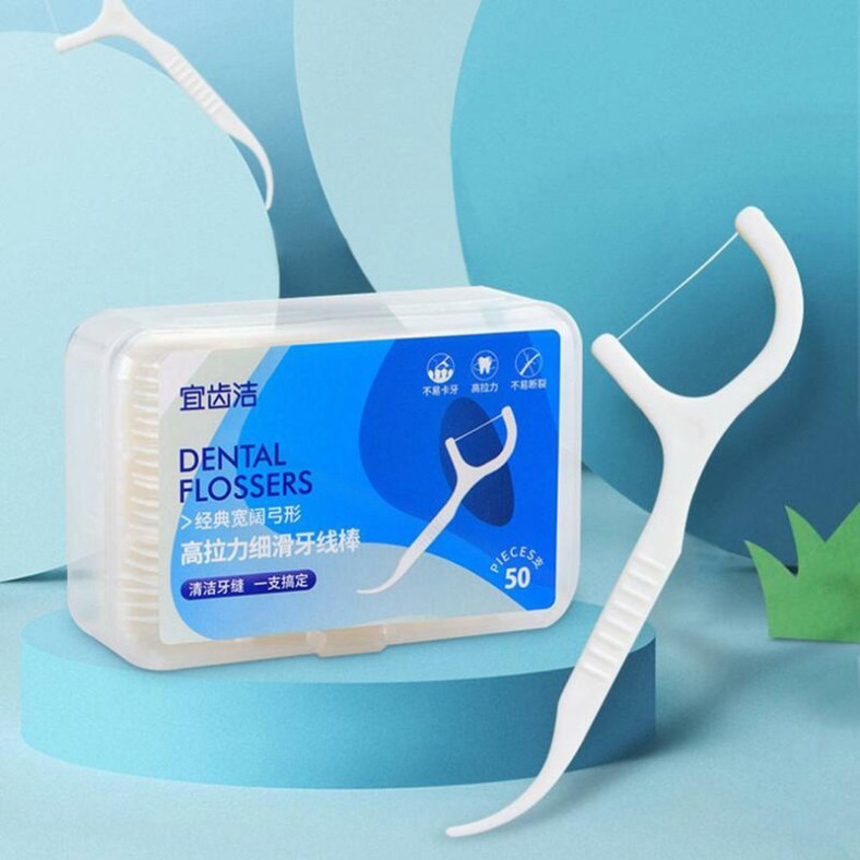 Mua 10 tặng 1 Hộp 50 Tăm Chỉ Nha Khoa Chăm Sóc Răng Miệng - Tăm Xỉa Răng Không Gây Đau Nướu, Làm Sạch Kẽ Răng