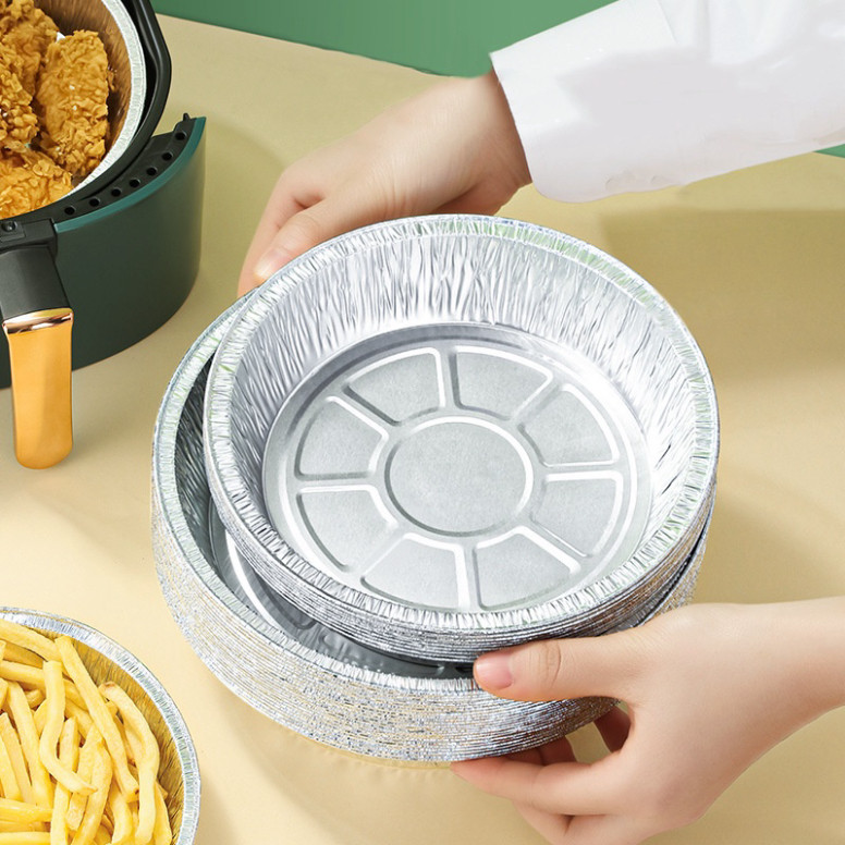 Combo 10 Khay Giấy Bạc 22cm Lót Nồi Chiên Không Dầu, Lò Nướng Loại Sâu 4cm