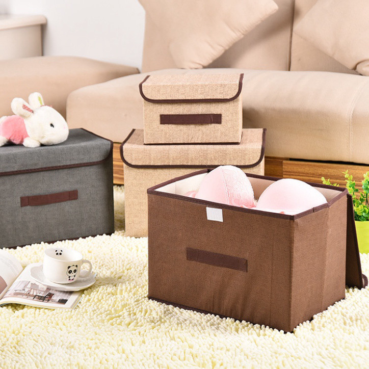 Combo 2 Hộp Vải Đựng Đồ, Quần Áo, Đồ Lót, Ga Giường Có Thể Gấp Gọn Thùng Đựng Đồ Đa Năng Có Nắp Đậy
