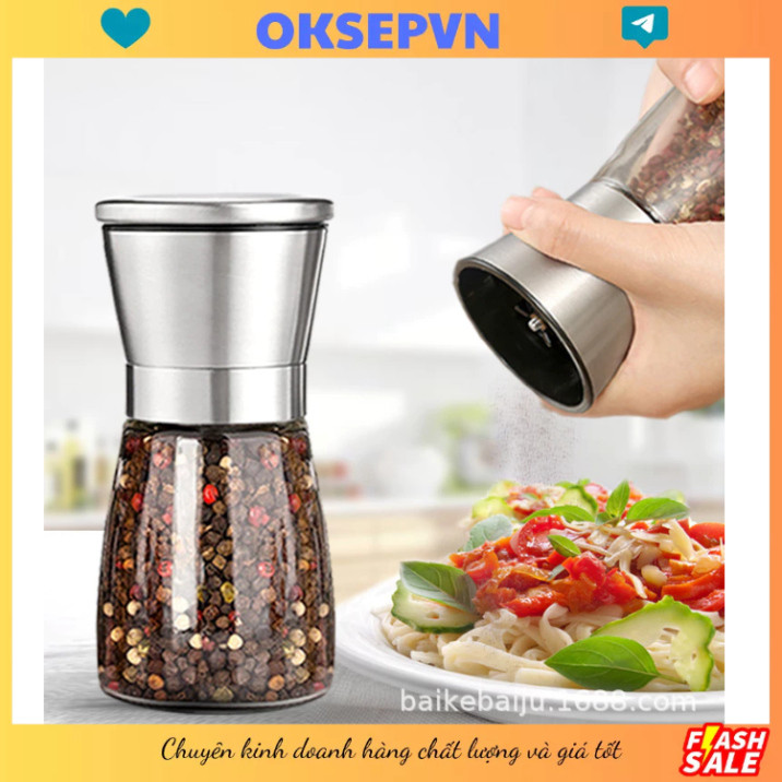 Dụng Cụ Xay Tiêu Cầm Tay INOX Cao Cấp - Lọ Xay Tiêu, Hũ Đựng Tiêu Thủy Tinh